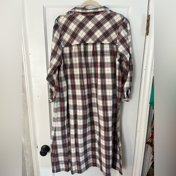 LL Bean Plaid Button Up flannel nightgown casual comfort LP cottage farm cozy - Picture 2 of 7